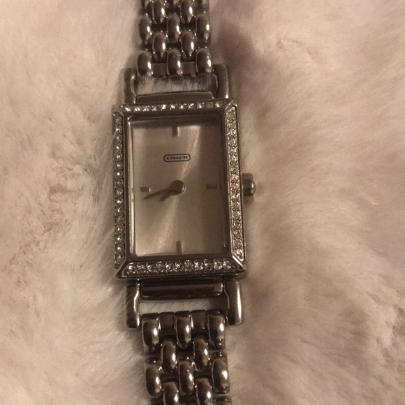 Authentic COACH Ladies Crystal Bezel Silver Dial Watch - Picture 5 of 12